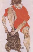 Egon Schiele Female Model in Bright Red Jacket and Pants (mk09) oil painting picture wholesale